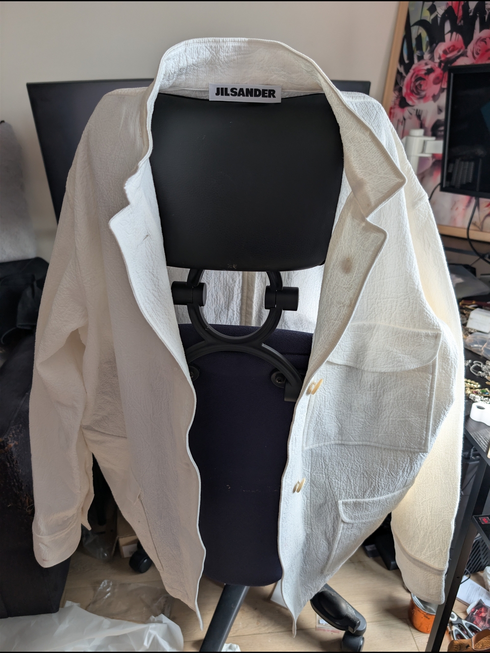 Jil Sander Off-White Textured Utility Jacket - Picture 3 of 6